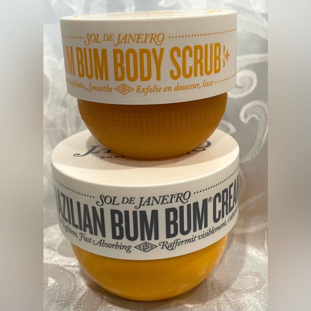 Sol de Janeiro Yellow Brazilian Bum Bum Body Scrub & Cream Duo New - Picture 4 of 5